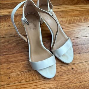 Naturalizer Vera dress sandal pearl white satin fabric